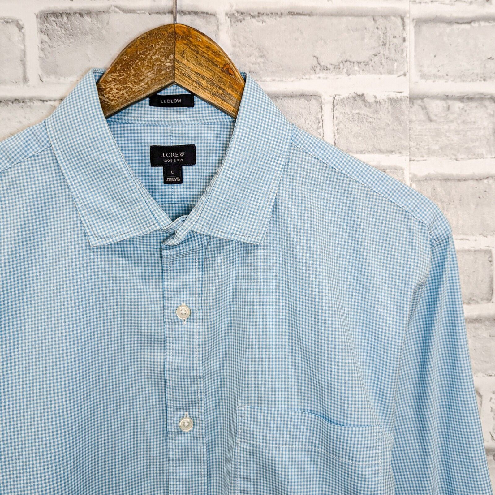 J.Crew J.Crew Ludlow Men's Button up Shirt in Light blue mini check Size US L / EU 52-54 / 3 - 2 Thumbnail