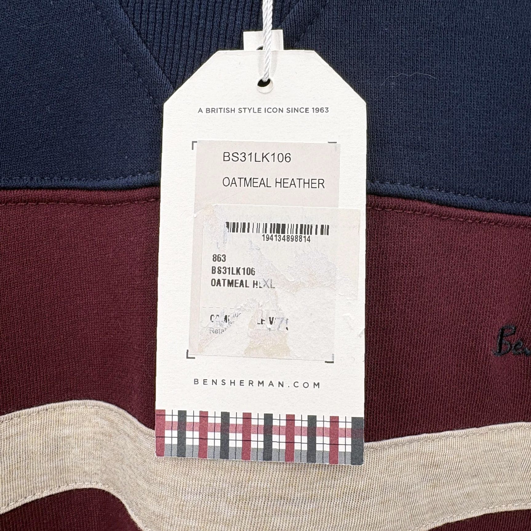 Ben Sherman Ben Sherman Sweatshirt Mens XL Oatmeal Heather Colorblock Stripe Crewneck Fleece Size US XL / EU 56 / 4 - 4 Thumbnail