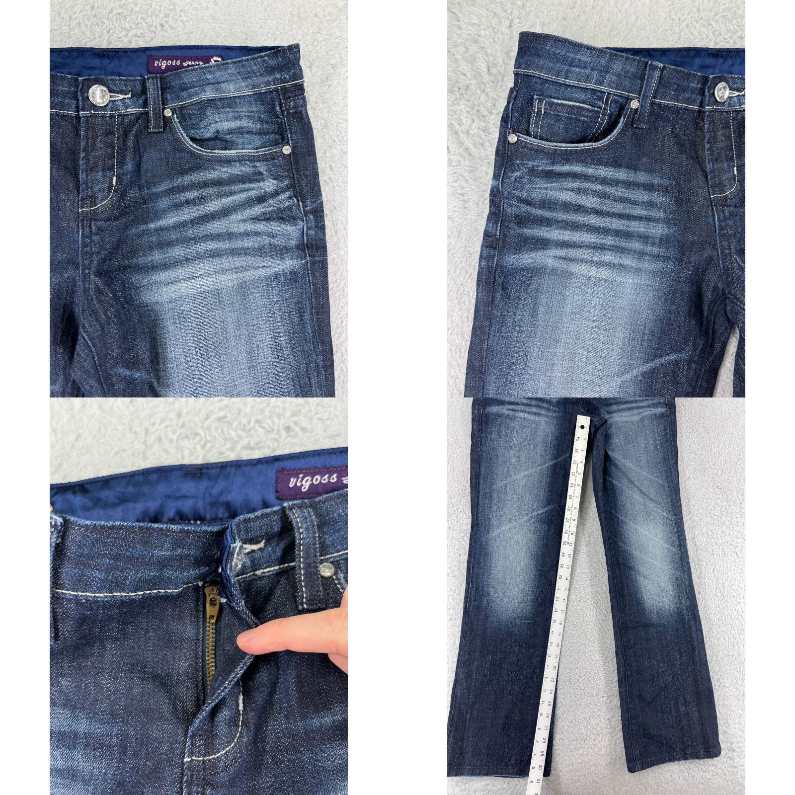 Vintage VIGOSS Jeans Women Bootcut 9 Blue Denim Dark Wash Embroidered Cotton Shirt? Size 30" / US 8 / IT 44 - 8 Thumbnail