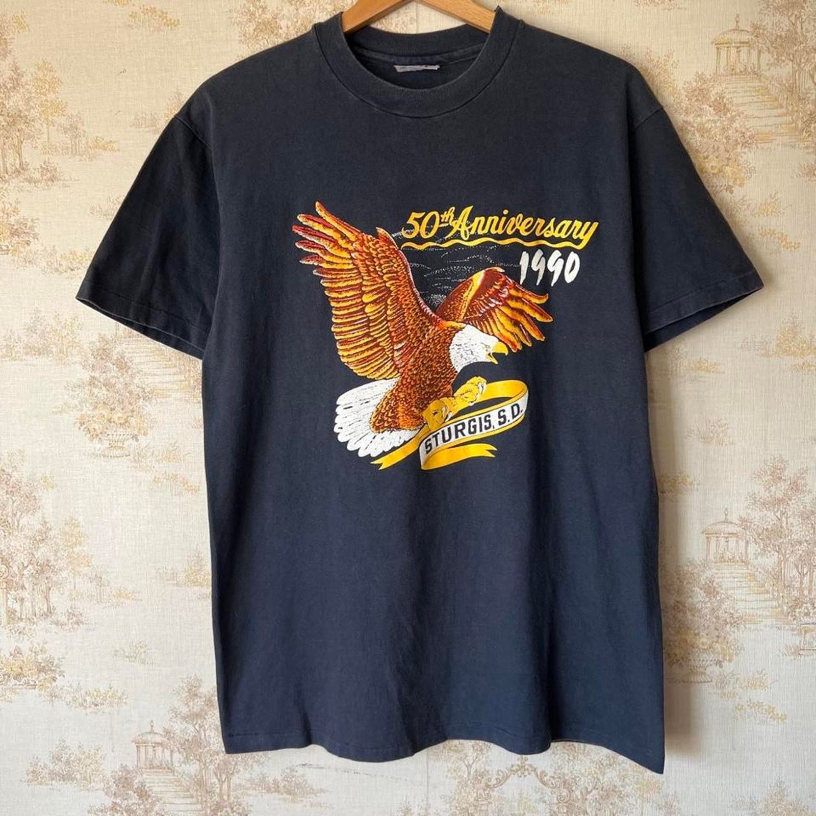 Hanes 1990 Sturgis 50th Anniversary T-Shirt | Faded Black | Fits M Size US M / EU 48-50 / 2 - 1 Thumbnail