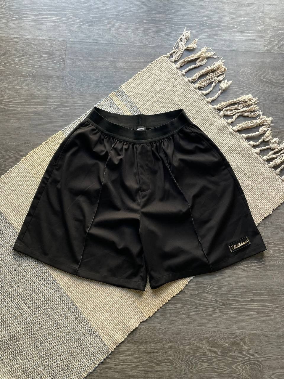 WE11DONE We11Done Stitching Black Cotton Track Oversize Fit Shorts Size US 34 / EU 50 - 6 Thumbnail