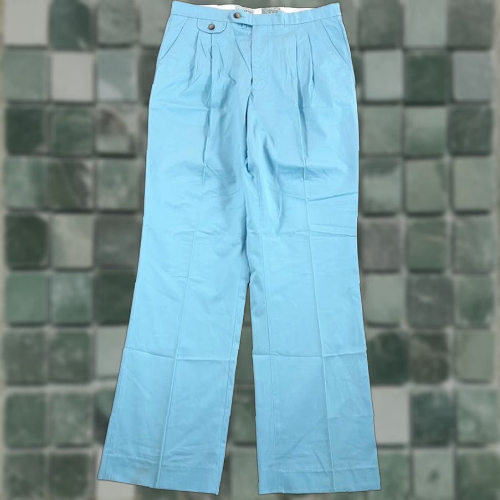 Izod VINTAGE IZOD Dress Pants Blue 36x34 Men Regular 80s Preppy Straight Pleated Button ZIP/Side Tabs Size US 36 / EU 52 - 1 Thumbnail