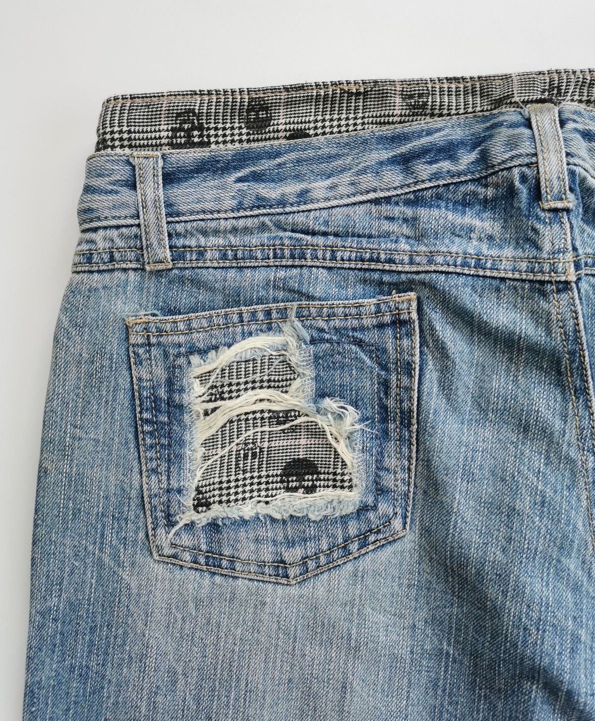 Other Unbrand Skull Patches Double Waist Denim Jeans Size US 32 / EU 48 - 8 Thumbnail