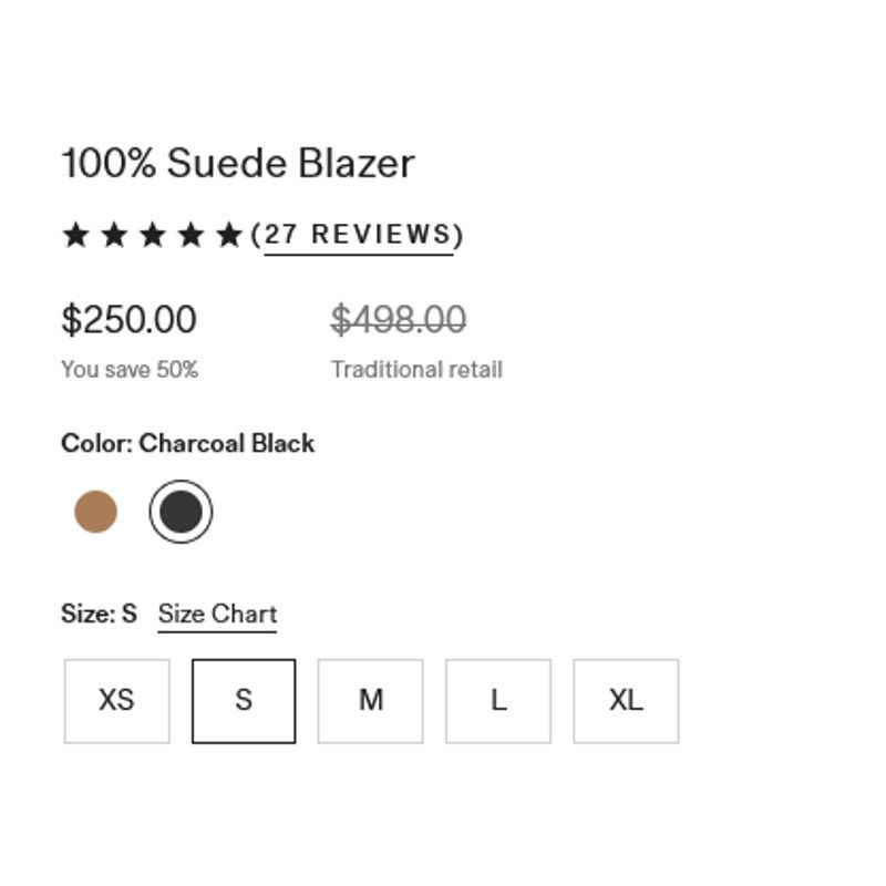 Quince Quince 100% Sude Blazer Charcoal Black Size S Size S / US 4 / IT 40 - 7 Thumbnail