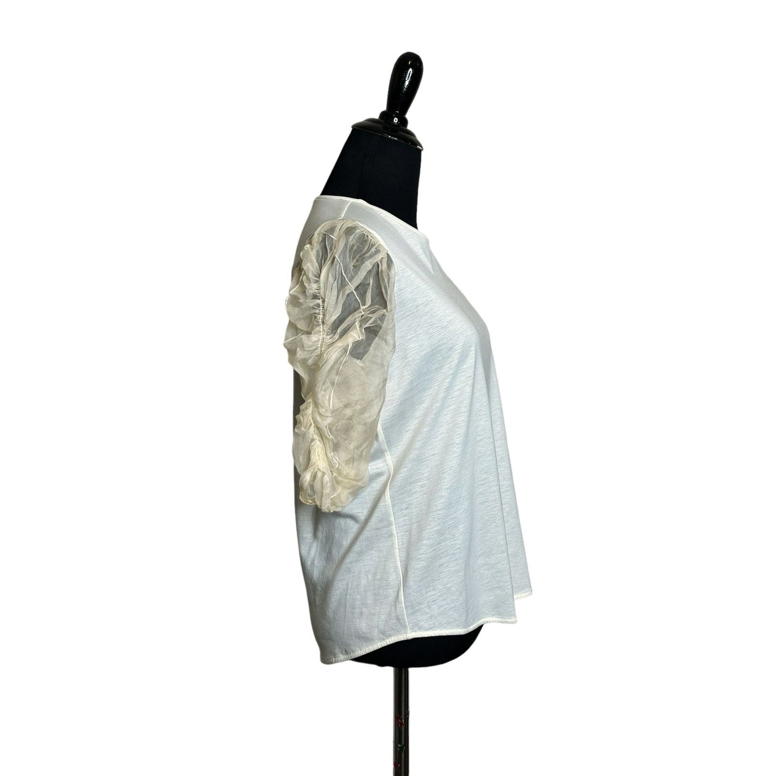Sandro Sandro cream sheer puff chiffon sleeve blouse top size 2 Size XS / US 0-2 / IT 36-38 - 12 Thumbnail