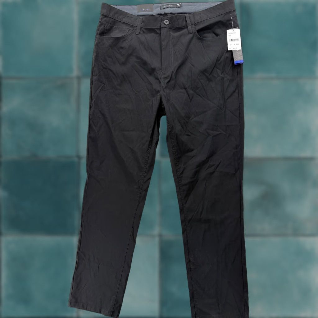 Vintage Tahari Crusader Pants Mens 38x32 Black Slim Fit Travel 5-Pocket NWT Nylon Spandex Flat Front Zip Size US 38 / EU 54 - 1 Thumbnail