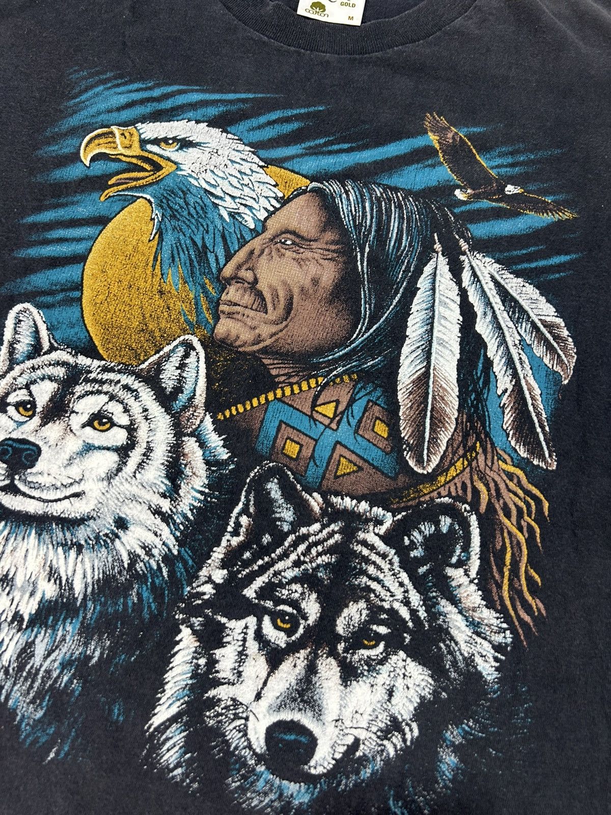 Vintage 90s Native American Single Stitch Tee Size US M / EU 48-50 / 2 - 2 Thumbnail