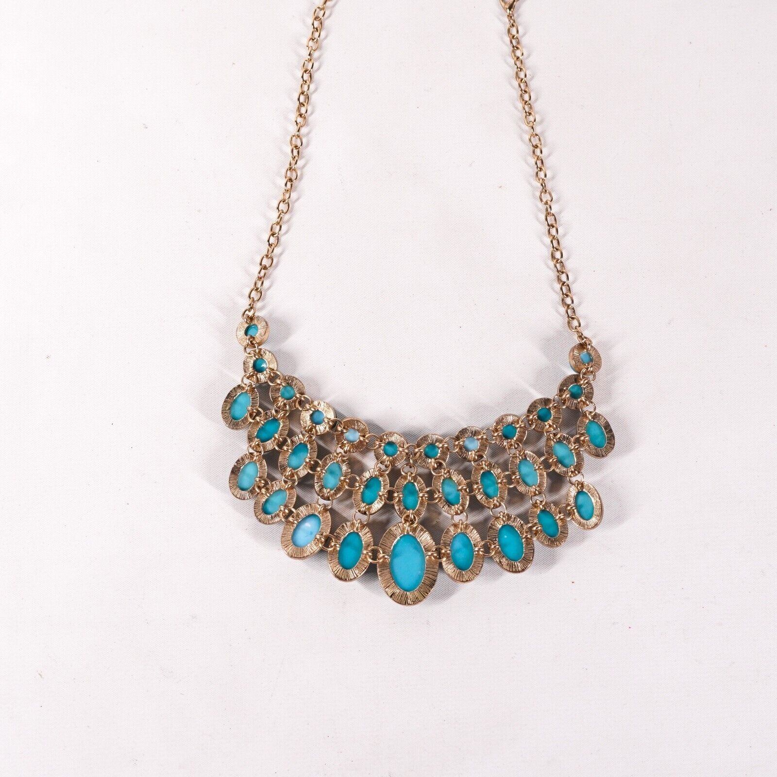 Other 11" Blue Beaded Gold Chain Necklace Choker Elegant Jewelry Size ONE SIZE - 4 Thumbnail
