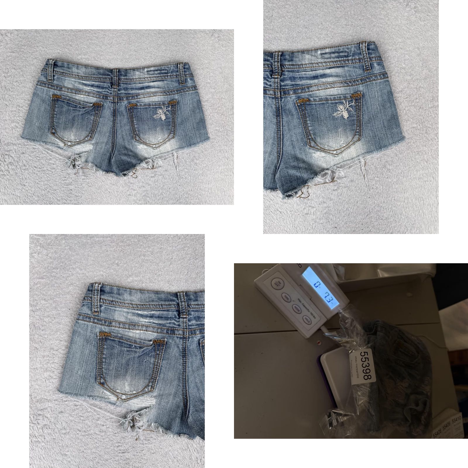 Vintage Hot Kiss Denim Shorts Juniors 7 Blue Cutoff Frayed Hem Embroidered Floral CiCi Size 28" / US 6 / IT 42 - 9 Thumbnail