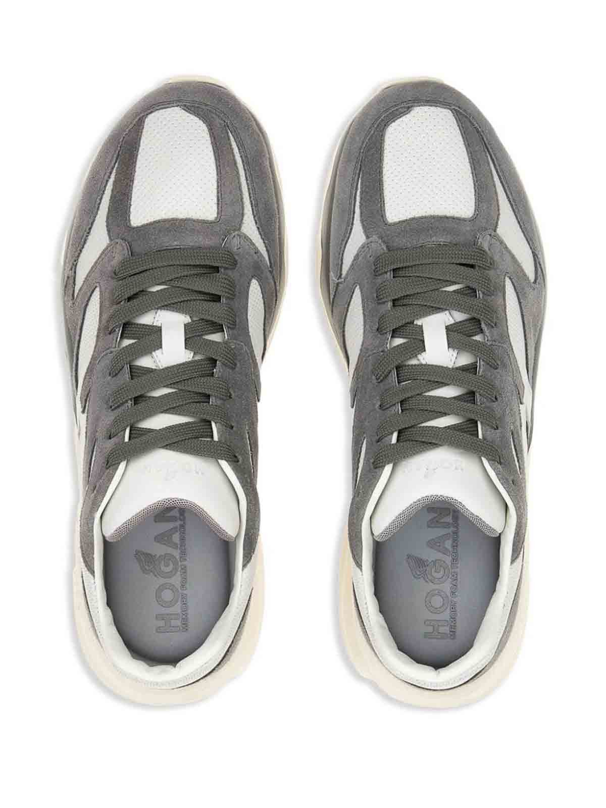 Hogan HOGAN gray & white panelled suede leather sneakers 9 / 42 Size US 9 / EU 42 - 2 Thumbnail
