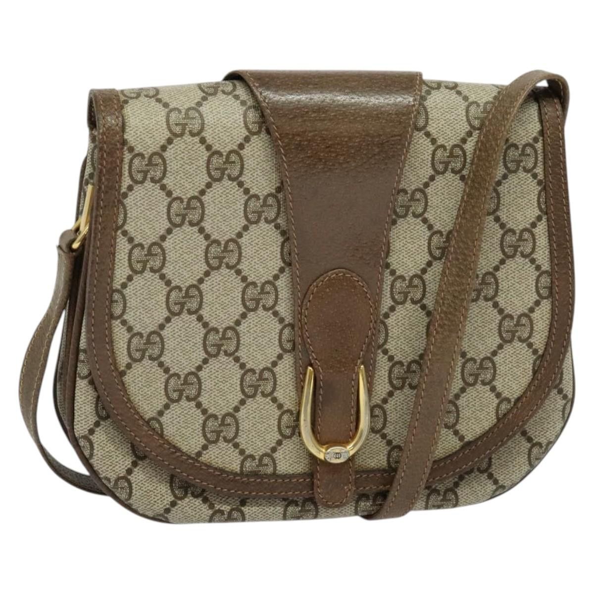GUCCI GG Supreme Shoulder Bag Pvc Beige Gold