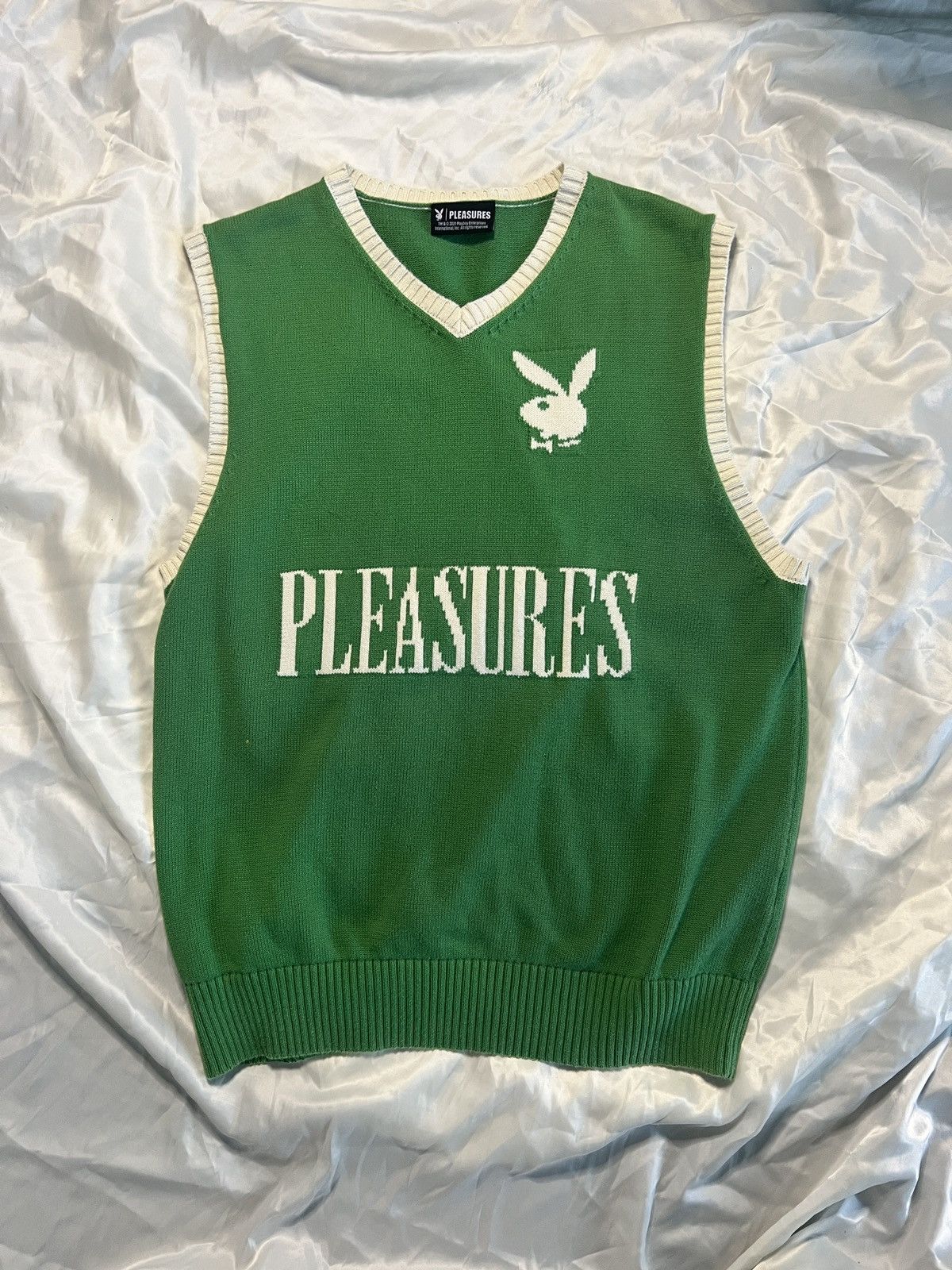 Playboy × Pleasures Pleasures x Playboy Sweater Vest Knit Green Size US L / EU 52-54 / 3 - 1 Thumbnail