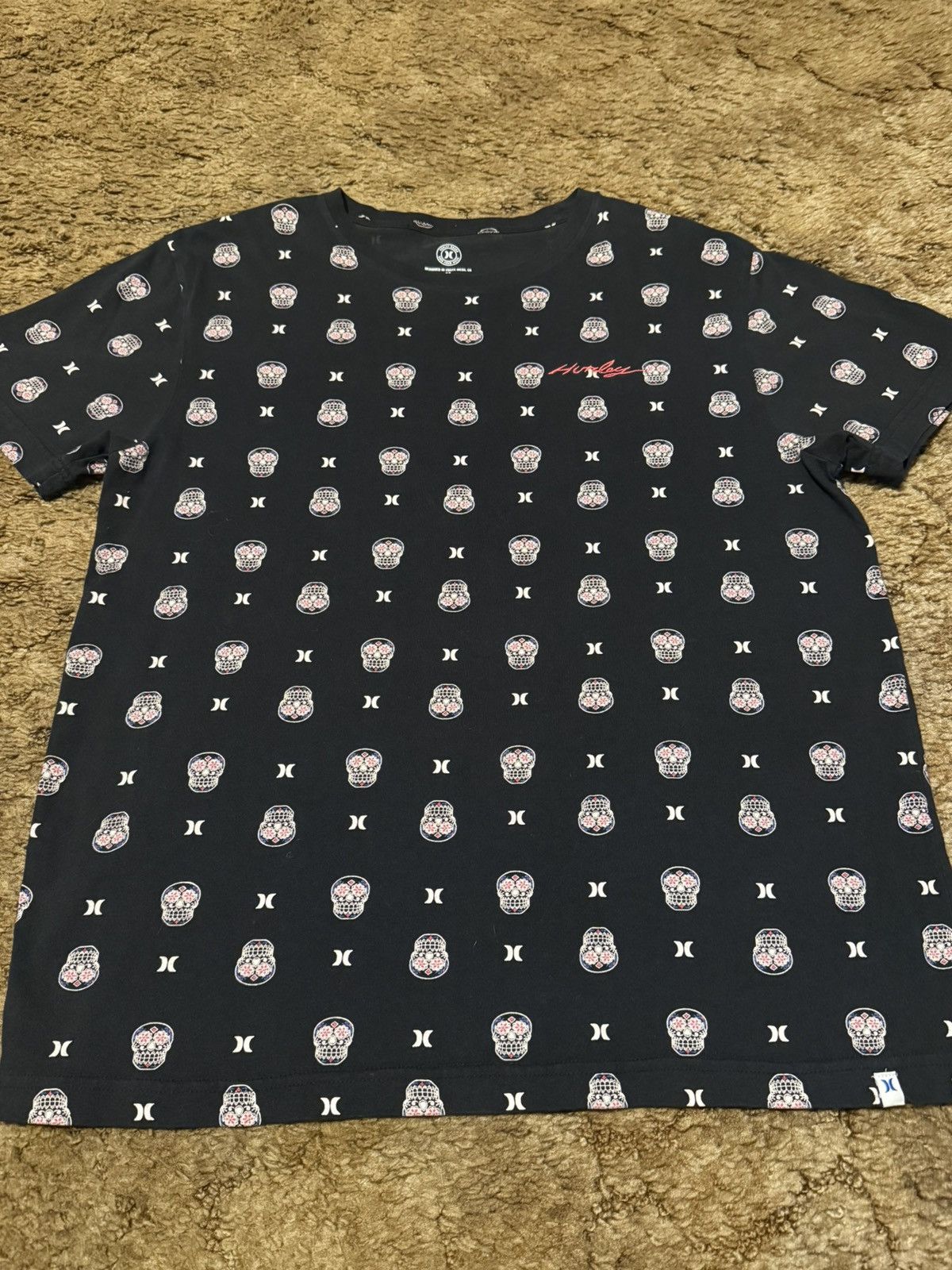 Hurley Hurley Skull Logo Polka Dot T-Shirt Tee Black Medium Size US M / EU 48-50 / 2 - 2 Thumbnail