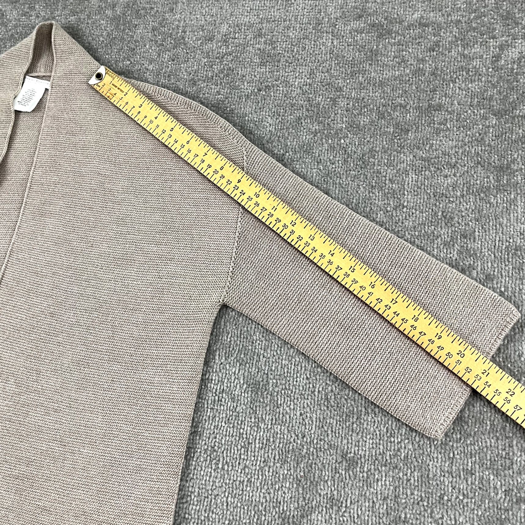 Vintage HUBERT GASSER Sweater Womens Large Brown Merino Wool Open Front Career Office Shirt Size L / US 10 / IT 46 - 7 Thumbnail