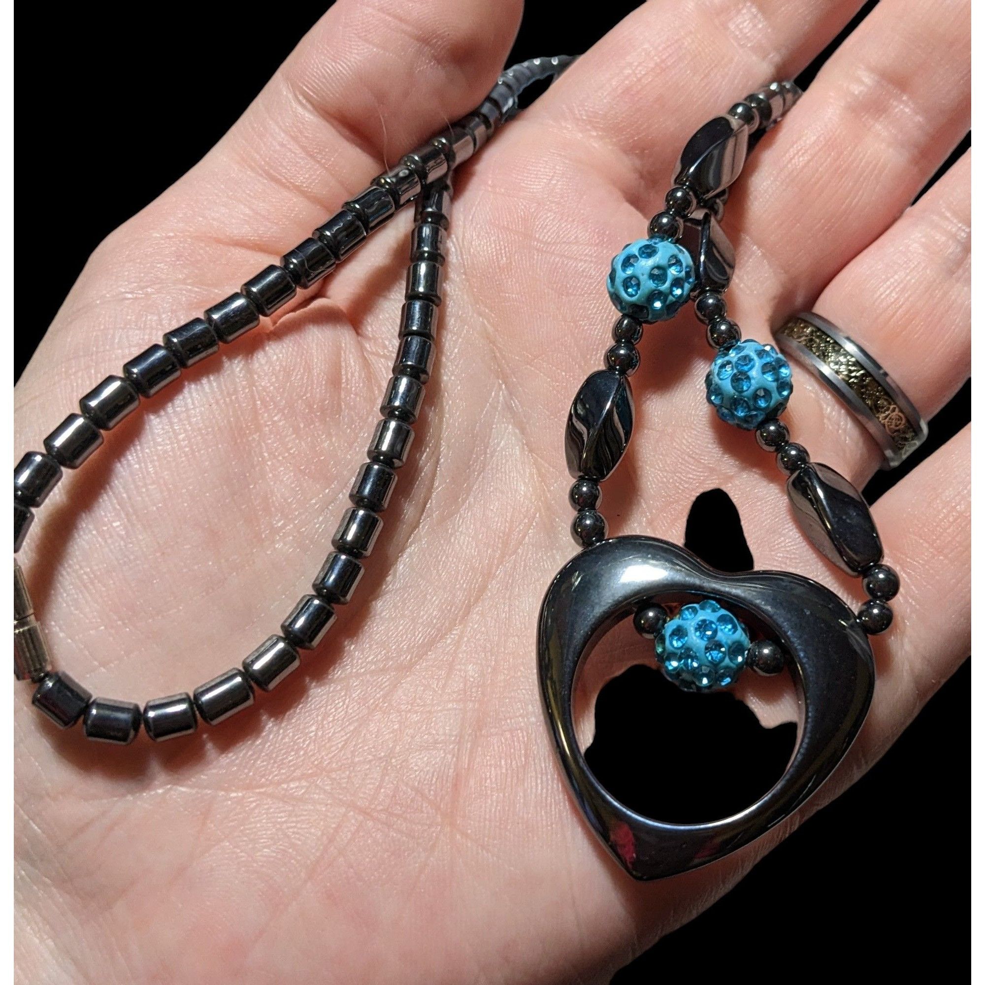 Other Hematite Open Heart Beaded Pendant Necklace Size ONE SIZE - 6 Thumbnail