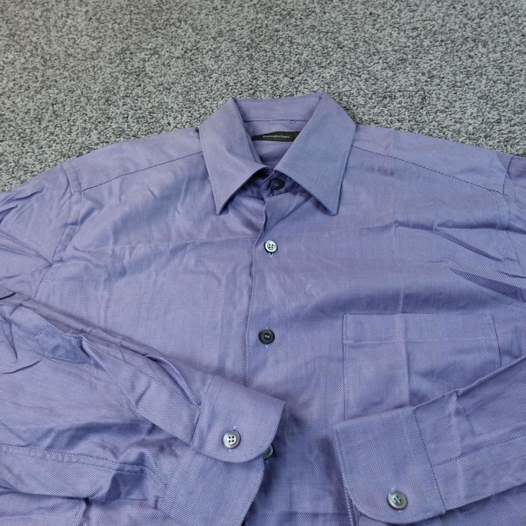 Ermenegildo Zegna Ermenegildo Zegna Shirt Mens L Blue Geometric Long Sleeve Dress Button Up Casual Size US L / EU 52-54 / 3 - 3 Thumbnail