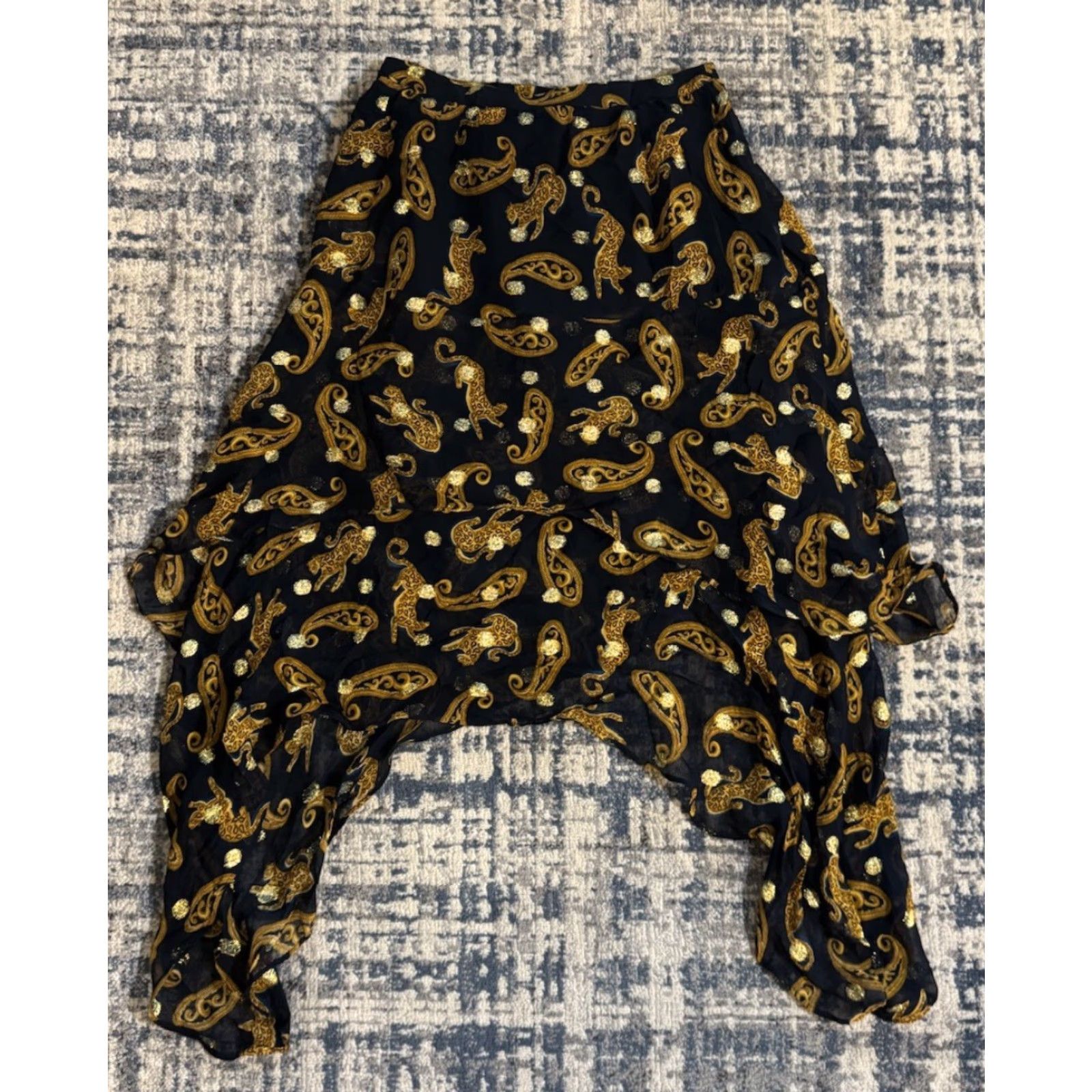 Anthropologie Anthropologie Skirt Midi Women S Multicolor Leopard Animal Print Asymmetrical Tiered Ruffle Lined Bohemian Casual Party/Cocktail Size 28" / US 6 / IT 42 - 2 Thumbnail