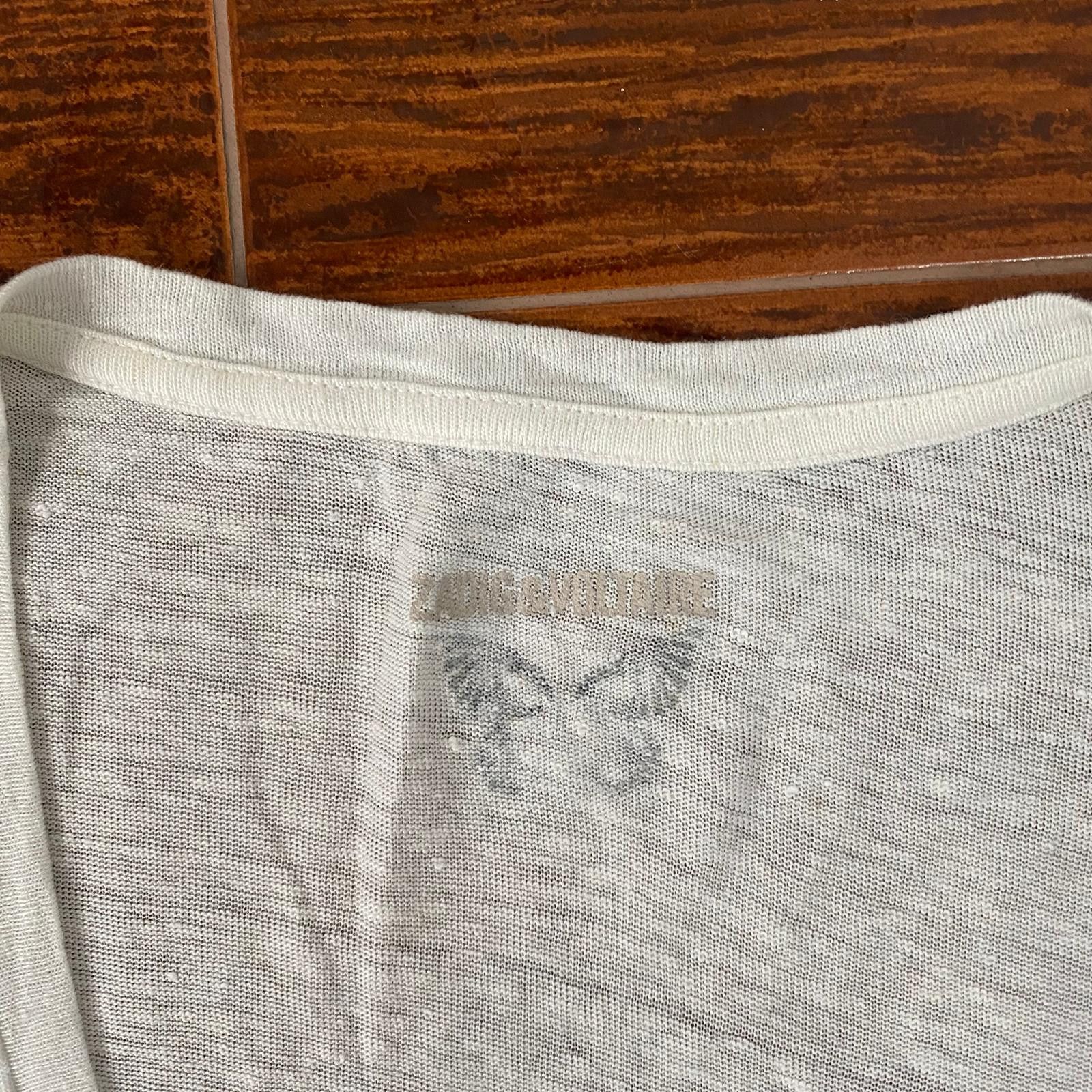 Zadig & Voltaire White and Blue Wanda Ombre Linen T-Shirt Size M / US 6-8 / IT 42-44 - 3 Thumbnail