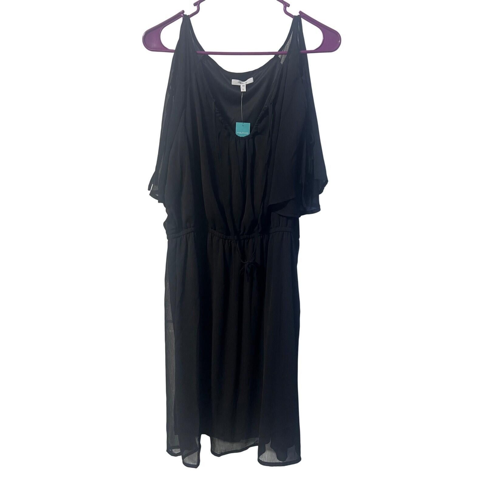 Other Maurices Cold Shoulder Dress Womens L Black NWT Chiffon Size L / US 10 / IT 46 - 1 Thumbnail