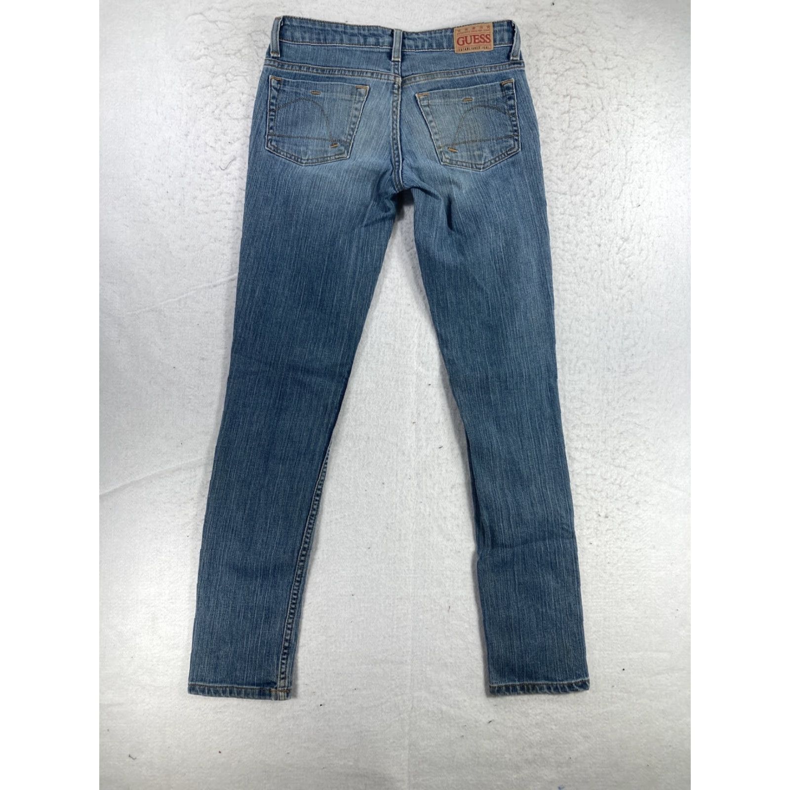 Guess GUESS Jeans Womens Skinny Jeans 24 Blue Sierra Stretch Medium Wash 5-Pocket Solid Denim Distressed Cotton Spandex Slim Juniors Women Mens?? Size 42" / US 20 - 2 Thumbnail