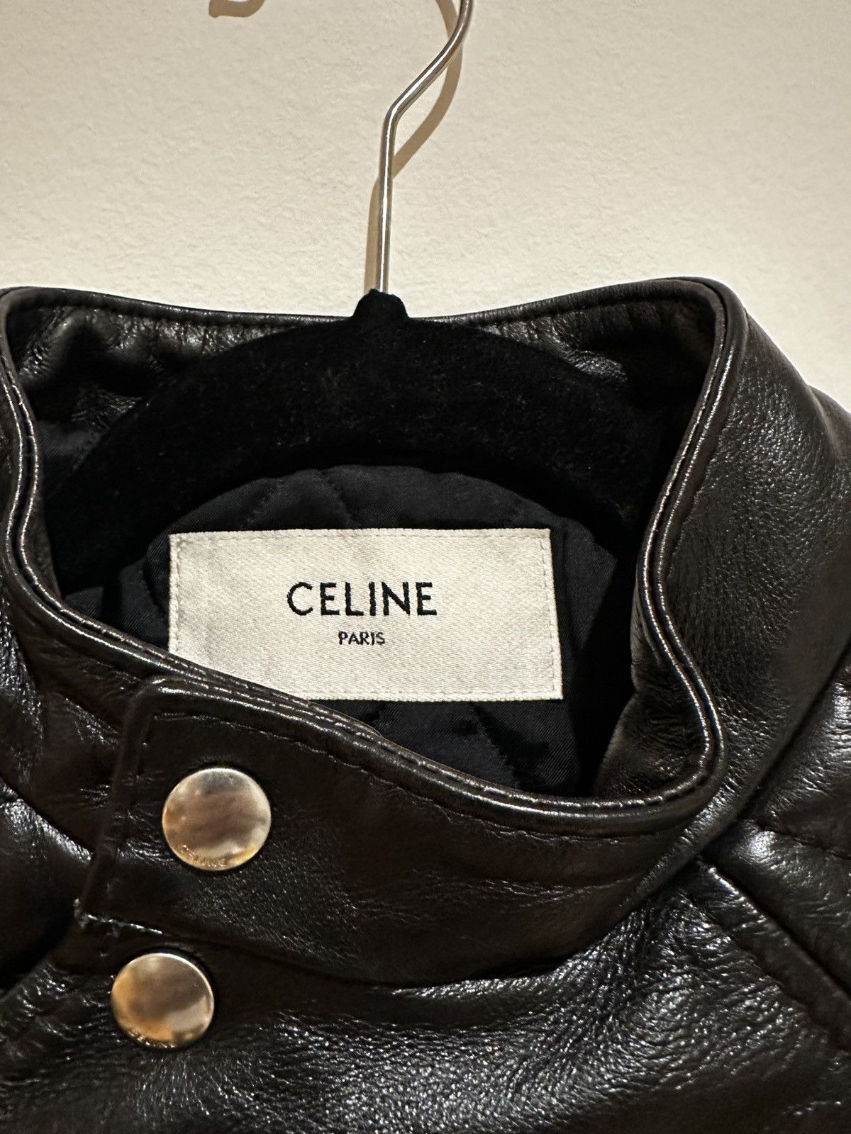Celine AW19 Biker Jacket Black Leather Padded Size XS / US 0-2 / IT 36-38 - 4 Thumbnail