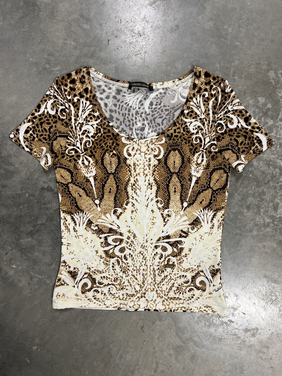 Roberto Cavalli 2006 Vintage Roberto Cavalli Leopard Snakeskin T-Shirt Size M / US 6-8 / IT 42-44 - 1 Thumbnail