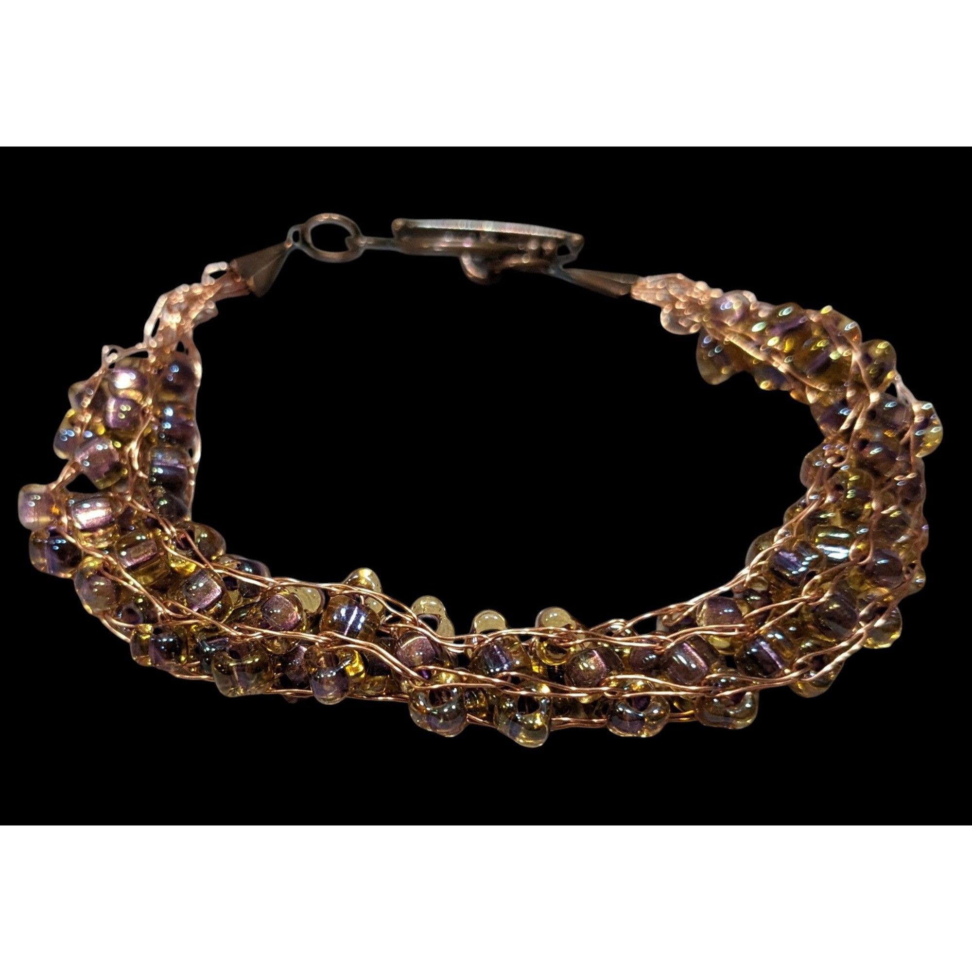 Handmade Handmade Whimsical Copper Wire And Glass Beaded Bracelet Size ONE SIZE - 2 Thumbnail