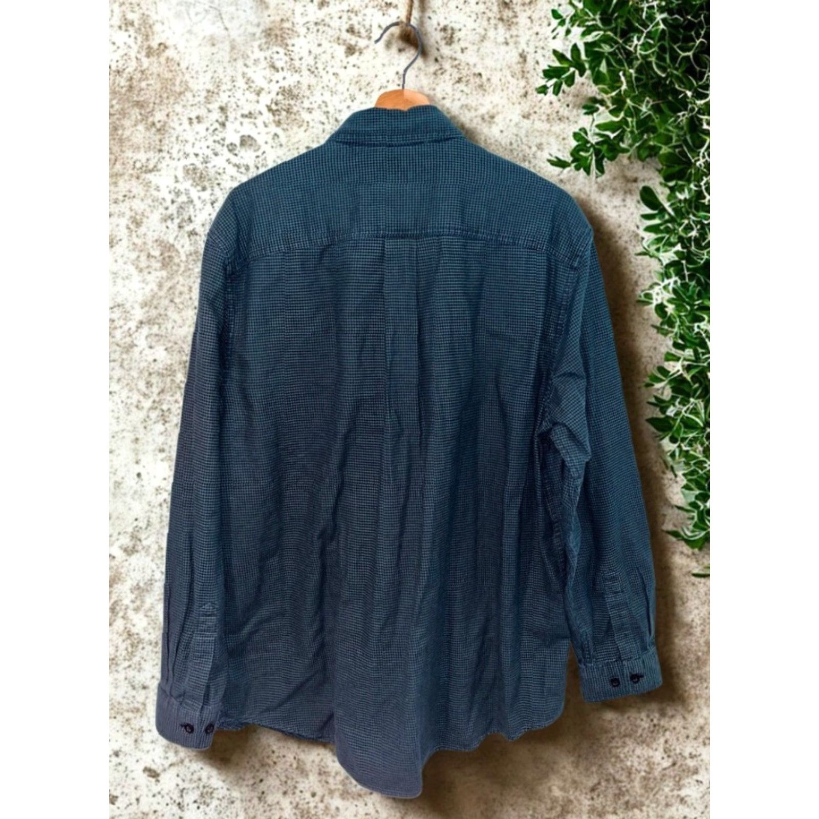 Vintage LL Bean Large Blue Green Houndstooth Button Down Shirt Traditional Fit Cotton Size US L / EU 52-54 / 3 - 7 Thumbnail