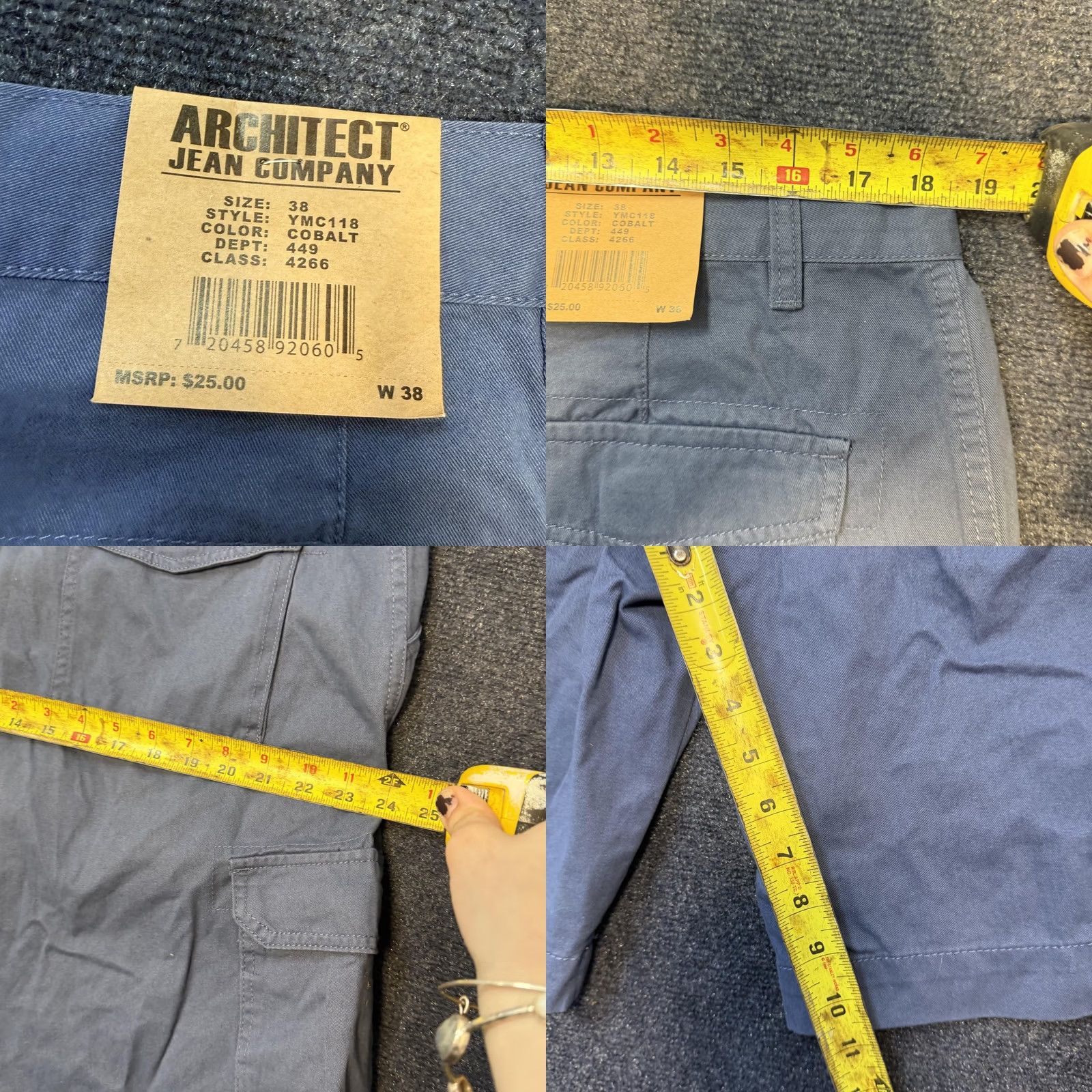 Architect Architect Jean Company Cargo Shorts Mens 38 Blue Cotton Utility Pockets Summer Size US 38 / EU 54 - 8 Thumbnail