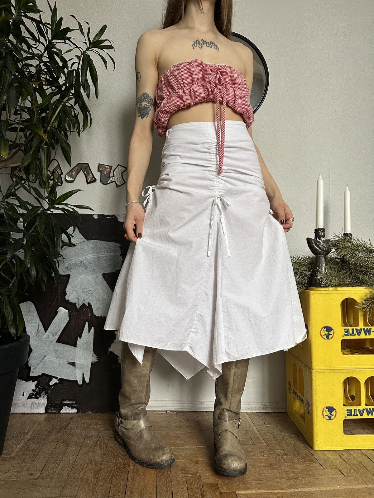Japanese Brand × Seditionaries Crinkled Ruffle Fairy Core Bohemian Style Midi Skirt Size 28" / US 6 / IT 42 - 1 Thumbnail