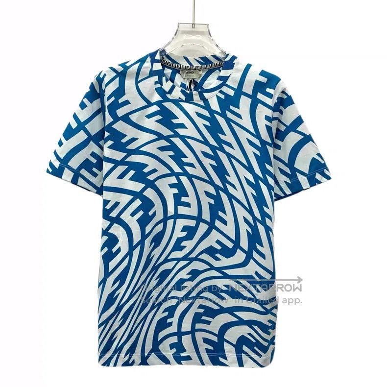 Fendi Fendi Blue logo lettering full print cotton round neck sho Size M / US 6-8 / IT 42-44 - 1 Thumbnail