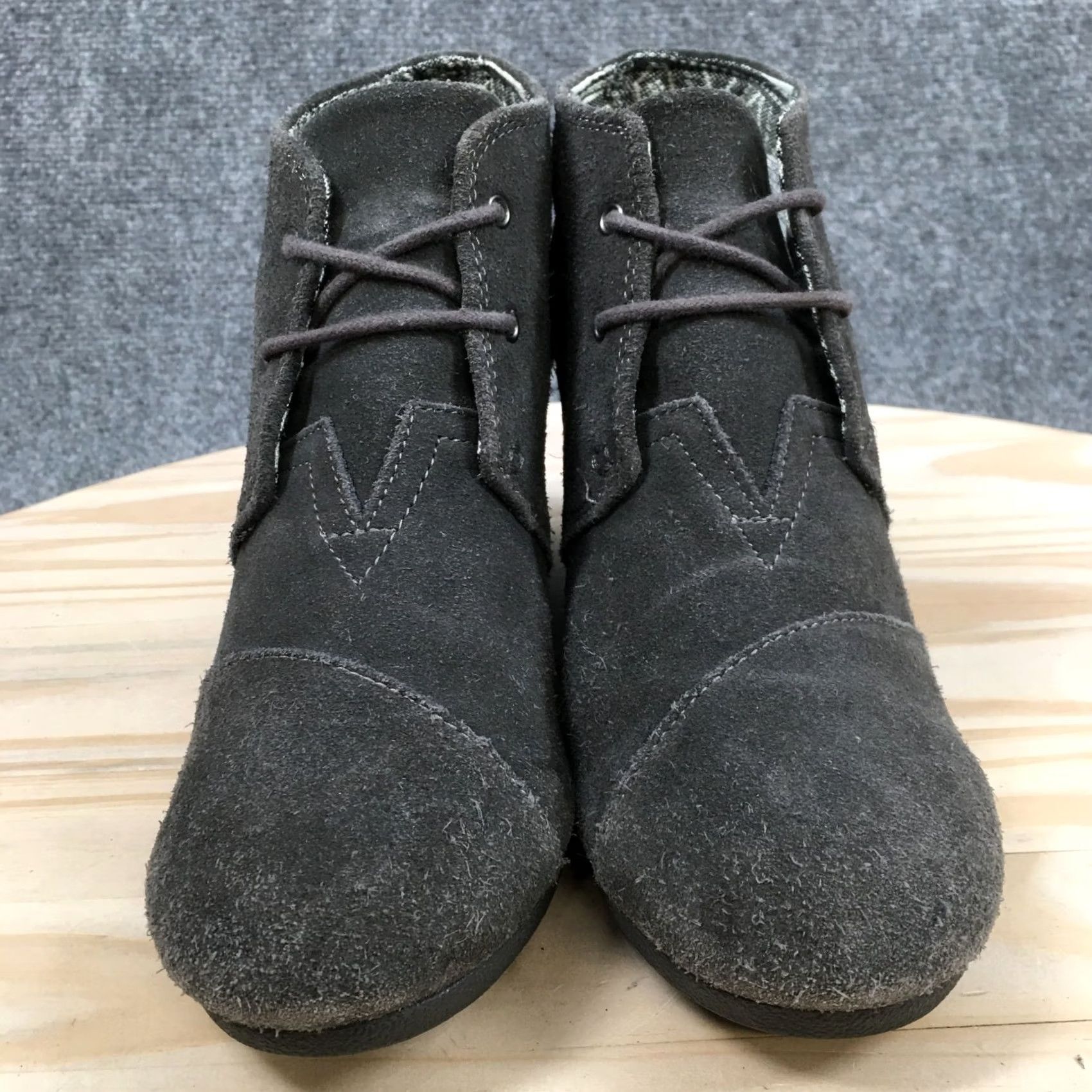 Toms TOMS Womens 9.5 Desert Gray Lace Up Casual Ankle Wedge Heels 300515 - Great Condition Size L / US 10 / IT 46 - 5 Thumbnail