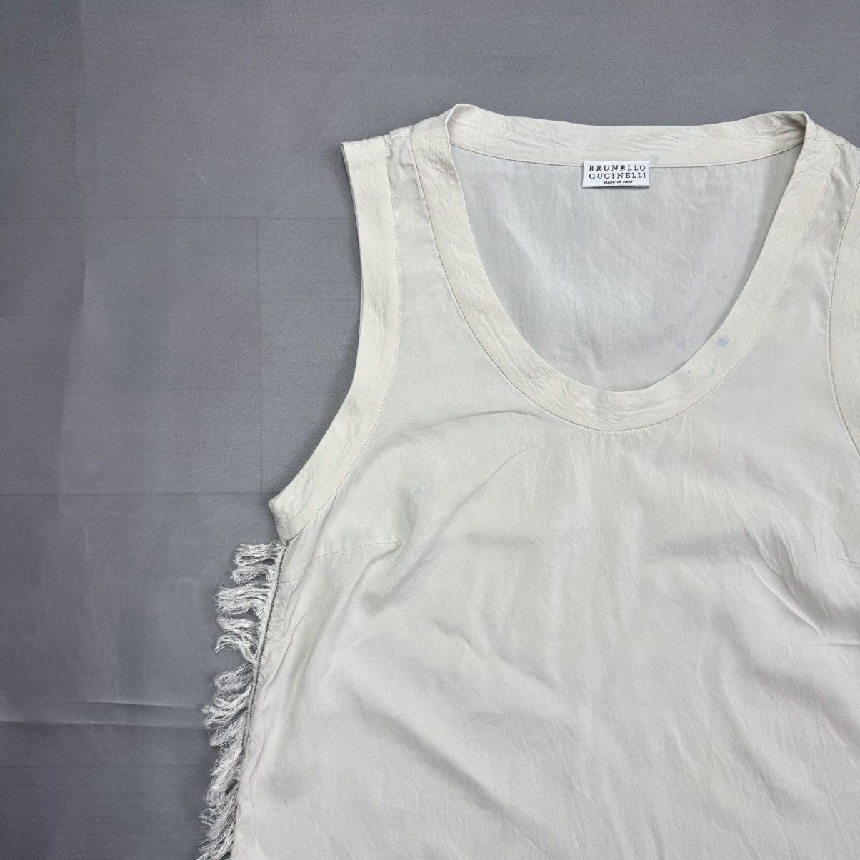 Brunello Cucinelli Brunello Cucinelli Fringe Tank Top Shirt Cream Made In Italy Size S / US 4 / IT 40 - 4 Thumbnail