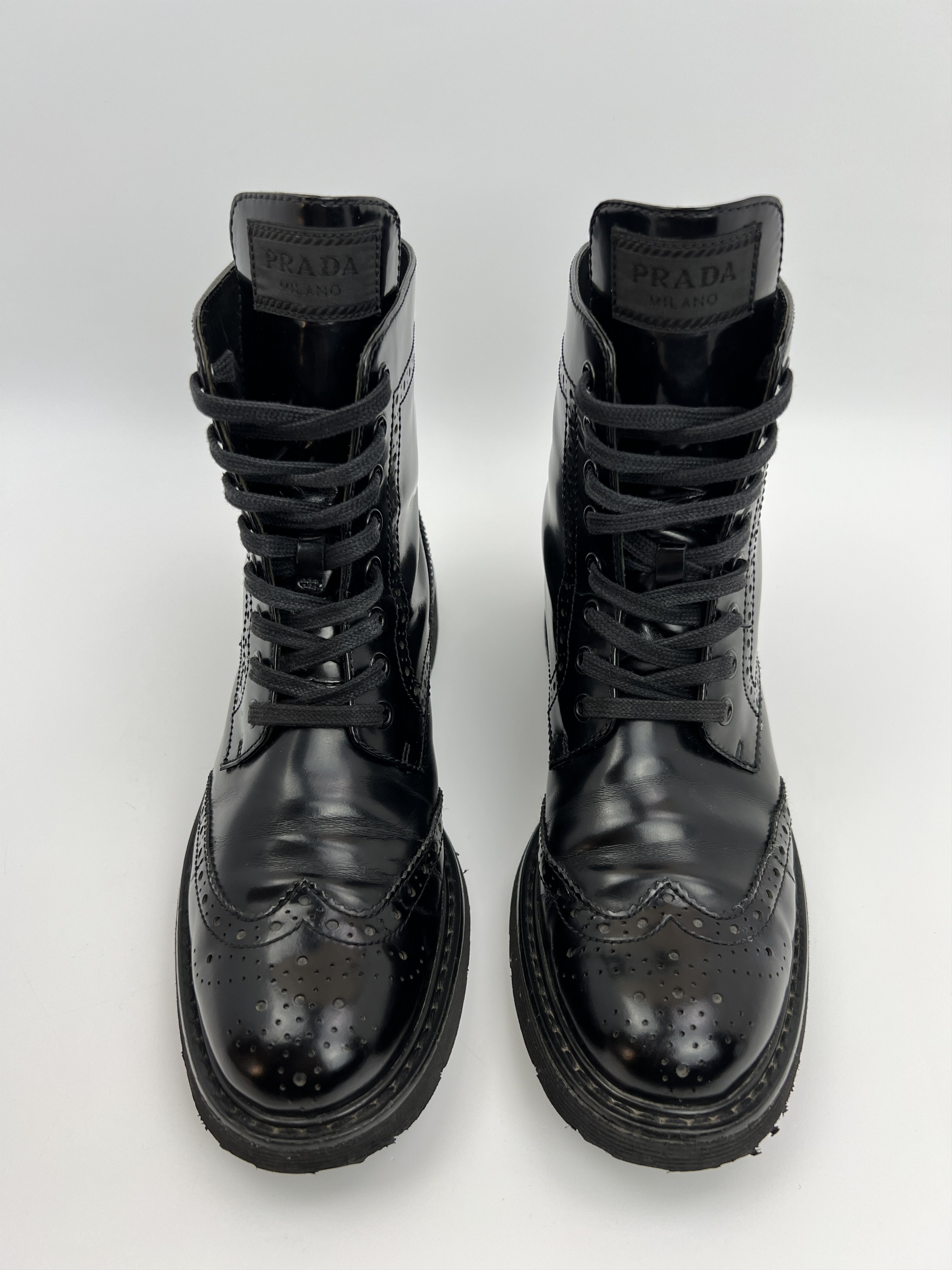 Prada Vintage Prada Combat Style Boots Black Patent Leather Size US 7.5 / IT 37.5 - 5 Thumbnail
