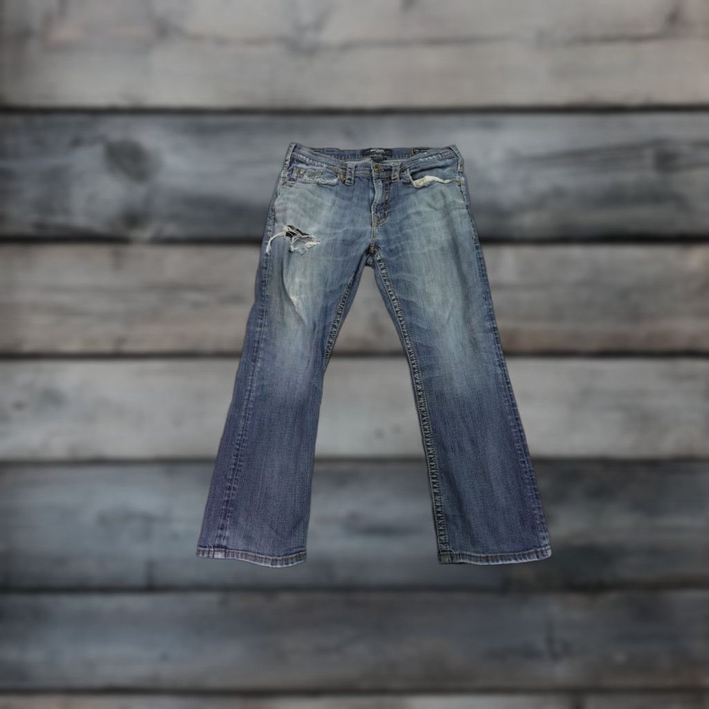 Silver Jeans Co. Silver Jeans Jeans 36x30 Blue Craig EMC Denim Dark Wash Western Stretch Outdoors Men Size 36 Regular 5-Pocket USA Style Straight Size US 36 / EU 52 - 1 Thumbnail