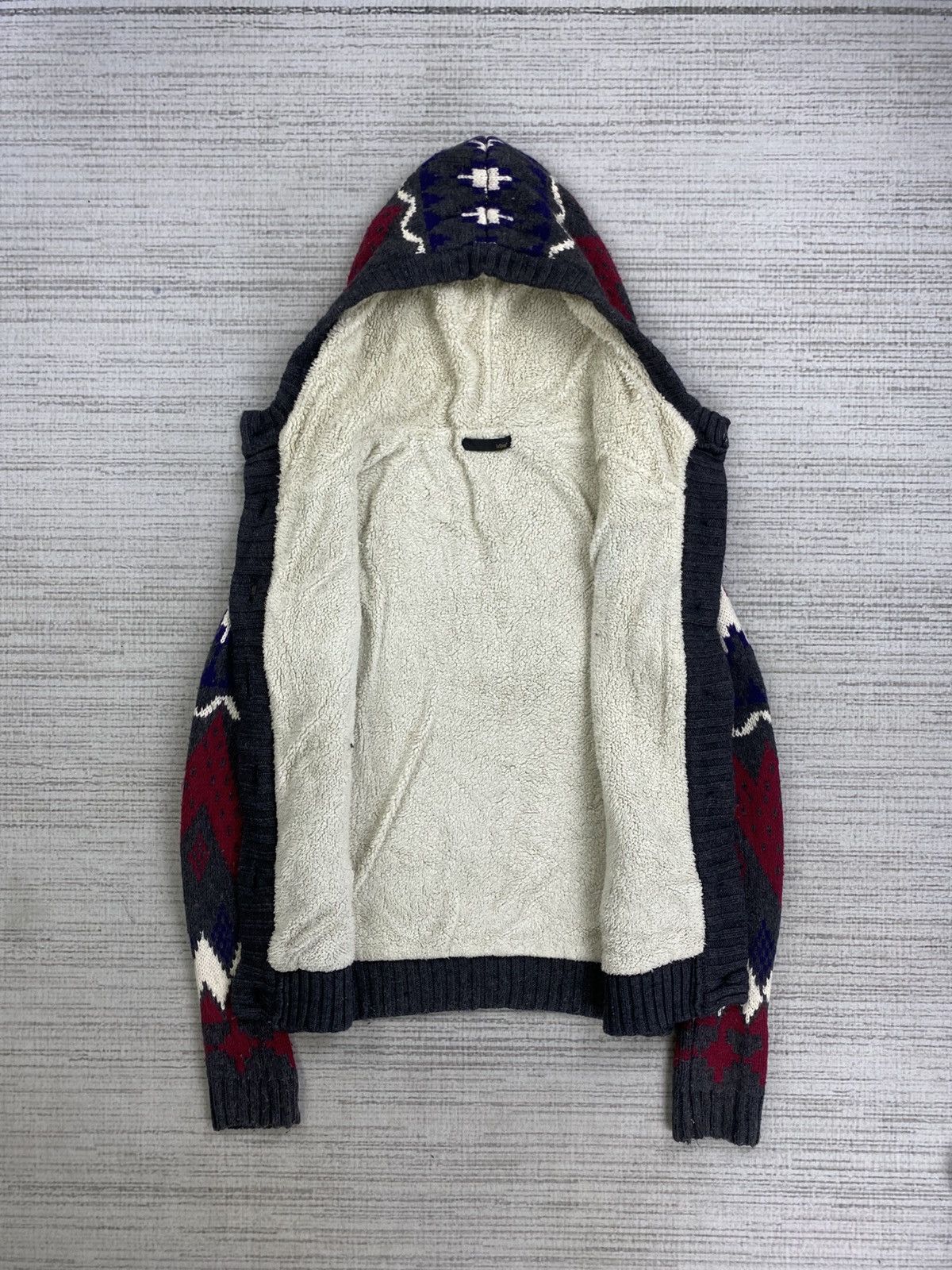 Japanese Brand Vintage Leshop Navajo Style Fullbutton Knit Hoodie Size US S / EU 44-46 / 1 - 7 Thumbnail