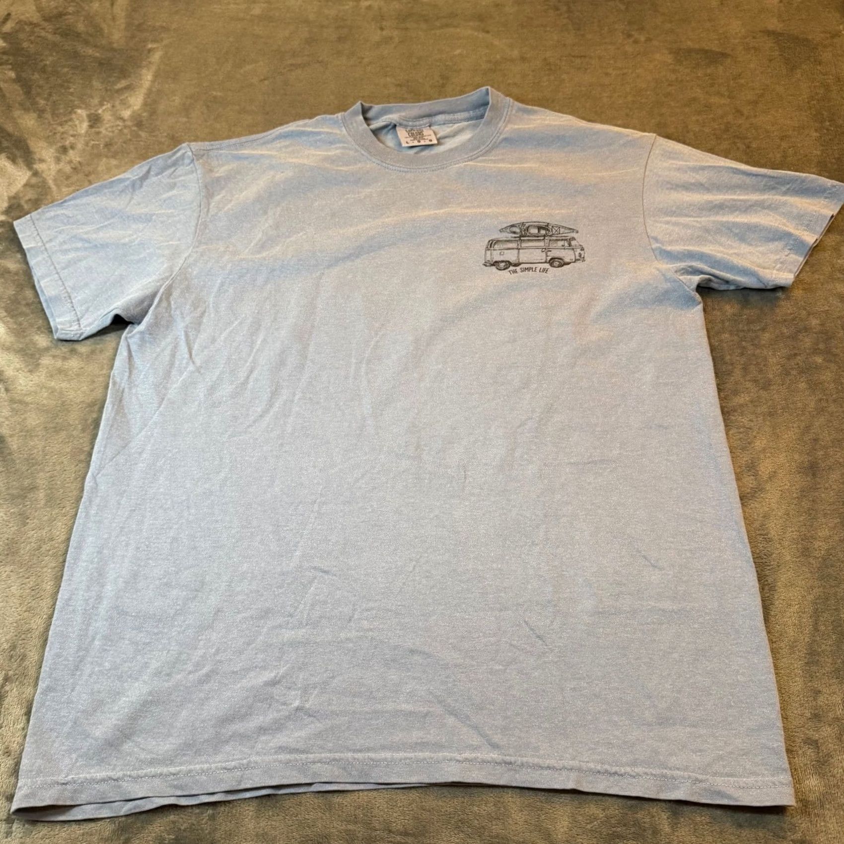 Comfort Colors Comfort Colors Graphic T Shirt Mens Large Blue Camper Van Kayak The Simple Life Campervan Kayak Graphic Tee Mens Large Blue Size US L / EU 52-54 / 3 - 3 Thumbnail