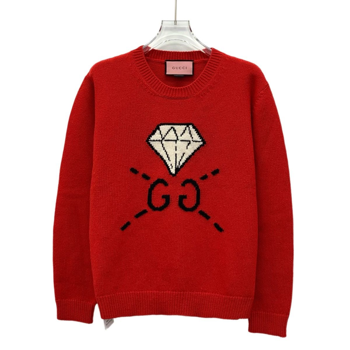 Gucci Gucci Red Diamond Embellished Monogrammed Wool Sweater Size L / US 10 / IT 46 - 1 Thumbnail