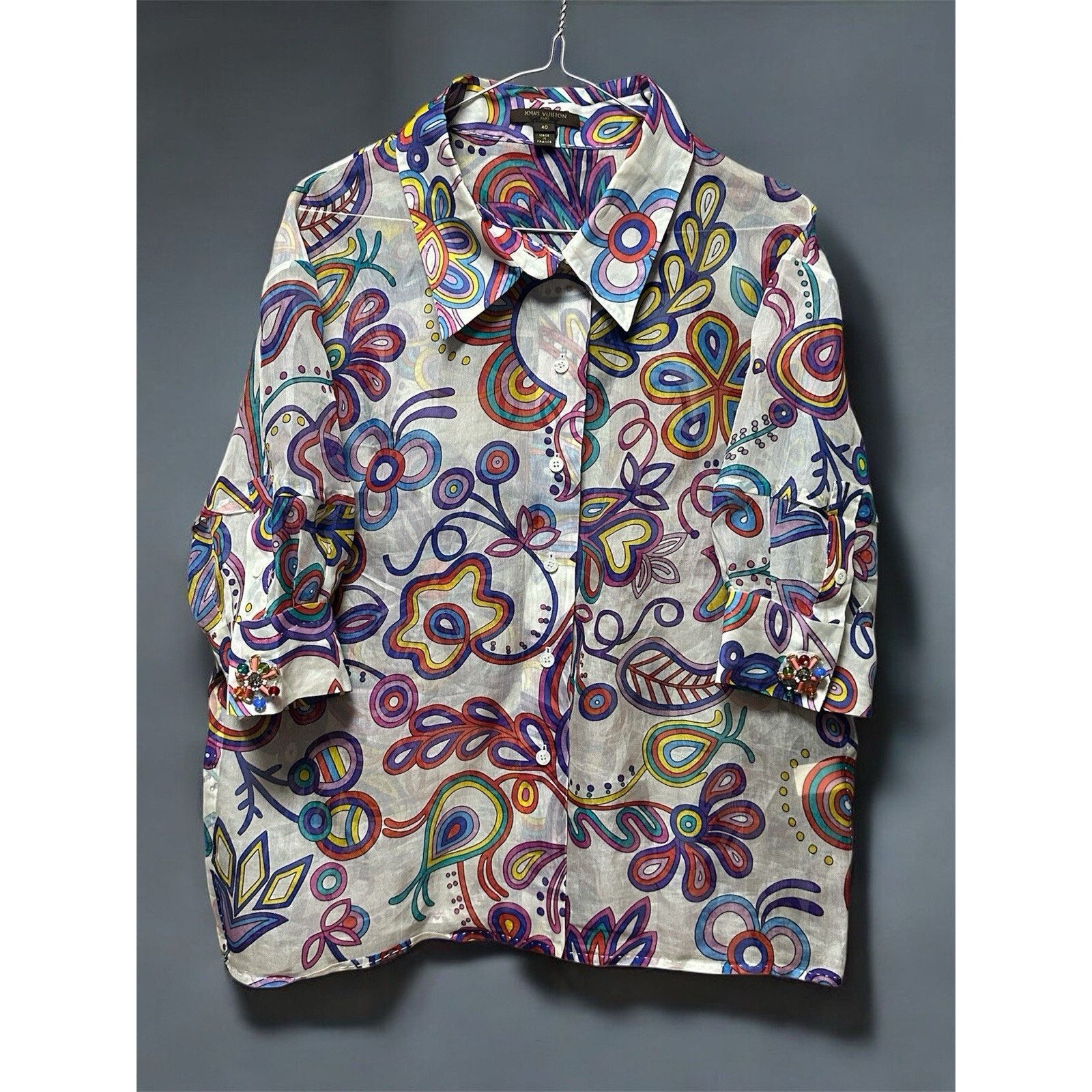 Louis Vuitton Louis Vuitton Abstract Floral Women’s Silk Shirt Brooches Size M / US 6-8 / IT 42-44 - 1 Thumbnail