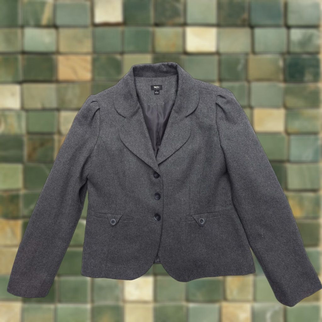 Mossimo Mossimo Blazer Women L Gray Wool Blend Long Sleeve 90s Preppy College Size L / US 10 / IT 46 - 1 Thumbnail