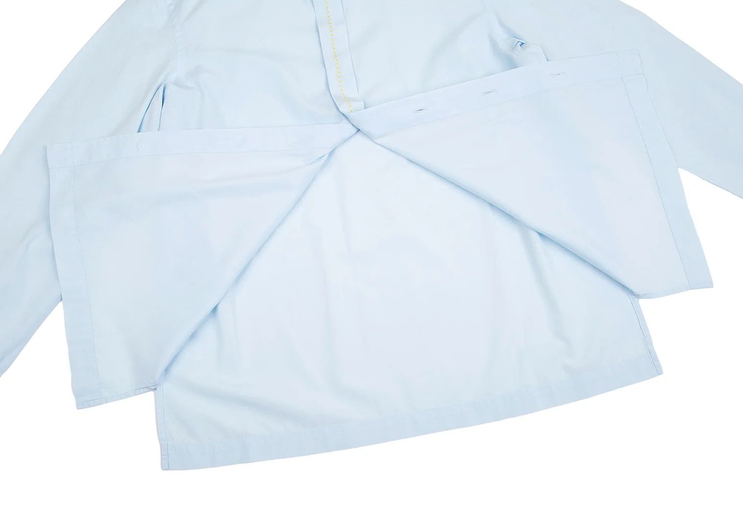 Issey Miyake Cotton Broad Stitch Design Fly Front Shirt in Light Blue Size US S / EU 44-46 / 1 - 11 Thumbnail