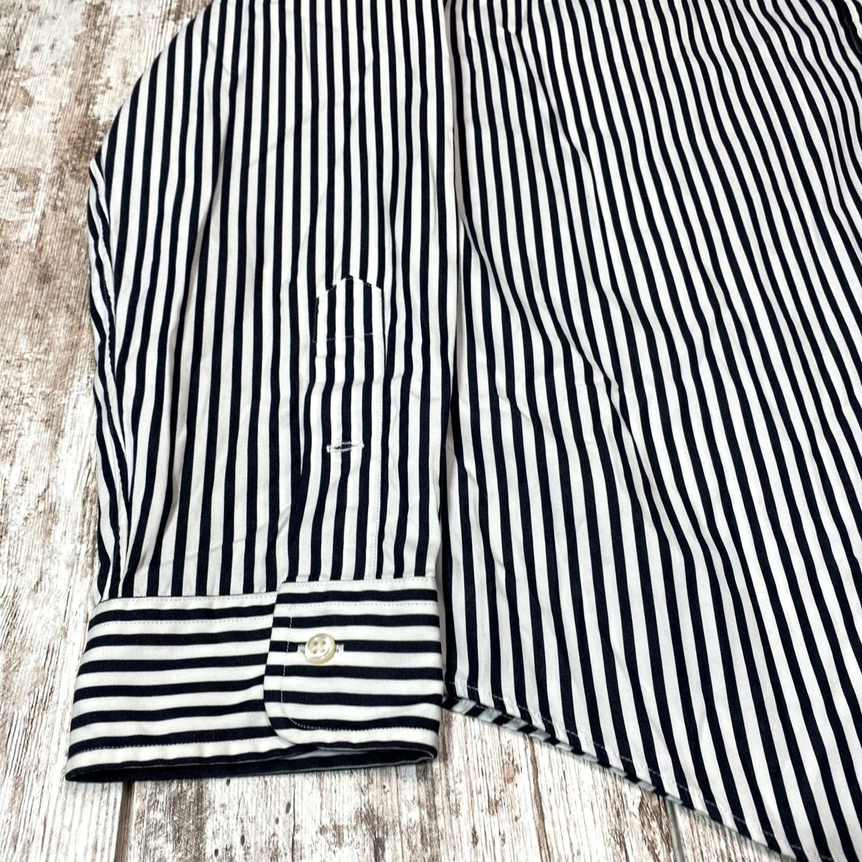 Ralph Lauren Ralph Lauren Shirt Mens XL Long Sleeve Button-Up Black Striped 100% Cotton 7488 Size US XL / EU 56 / 4 - 3 Thumbnail