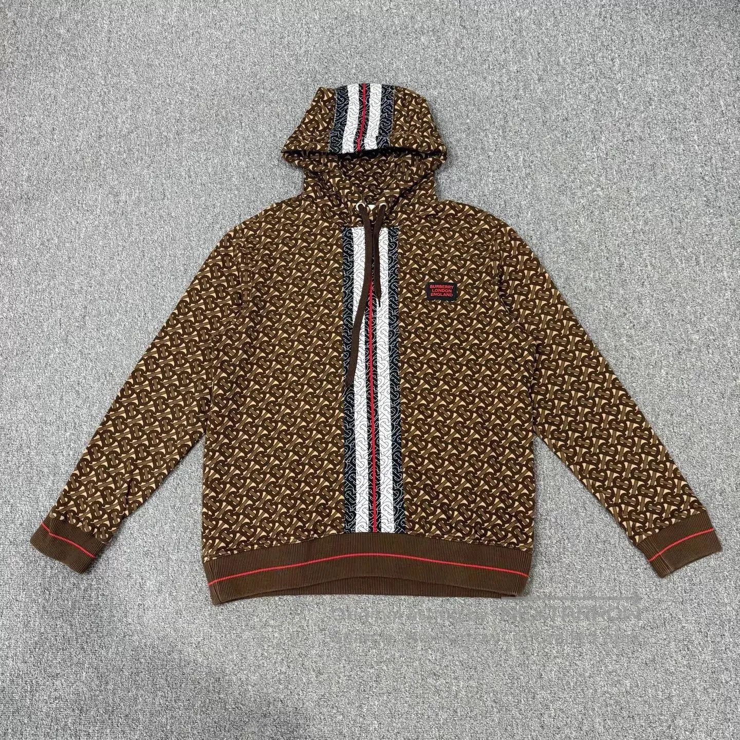 Burberry Brown Patterned Zip-Up Hoodie. Size US M / EU 48-50 / 2 - 1 Thumbnail