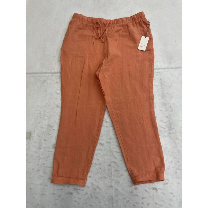 Vintage NEW A New Day Linen Pants Womens XL Coral Orange Tapered Drawstring  Pockets
