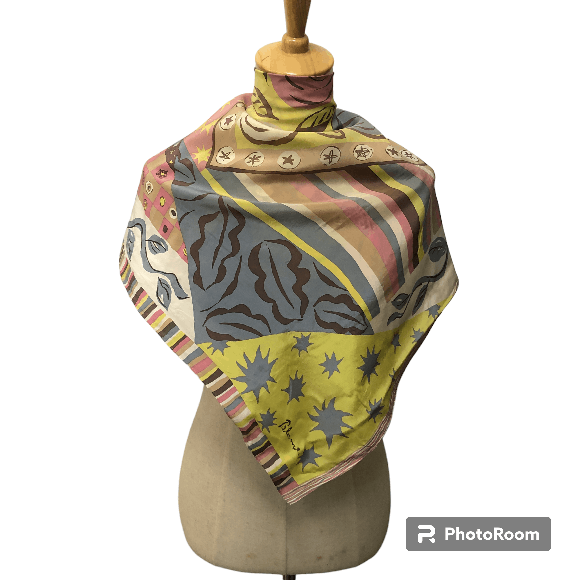 Abstract Design Silk Scarf M1095