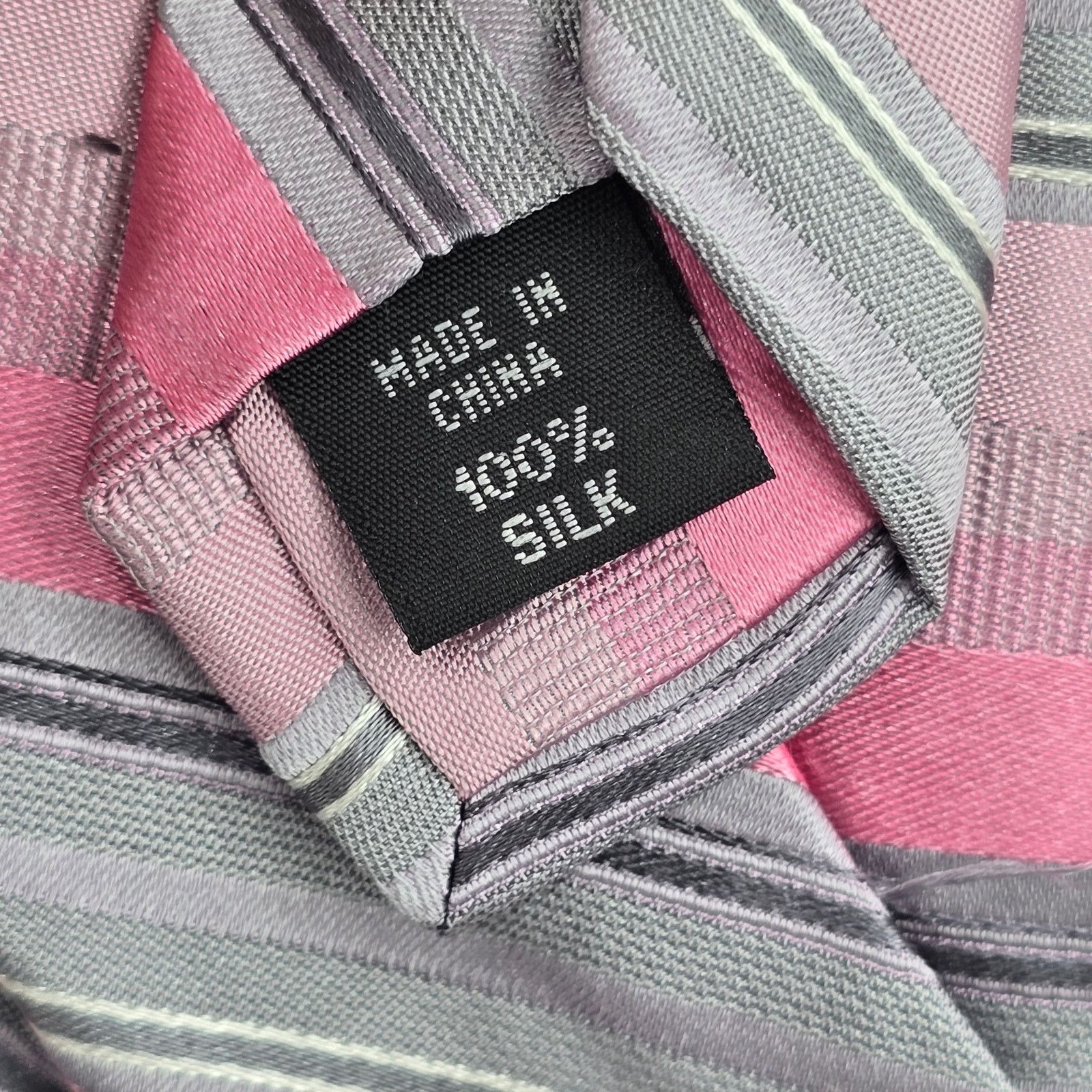 Calvin Klein Calvin Klein Pink Gray Stripe 100% Silk Men's Neck Tie NWOT Size 30 - 6 Thumbnail
