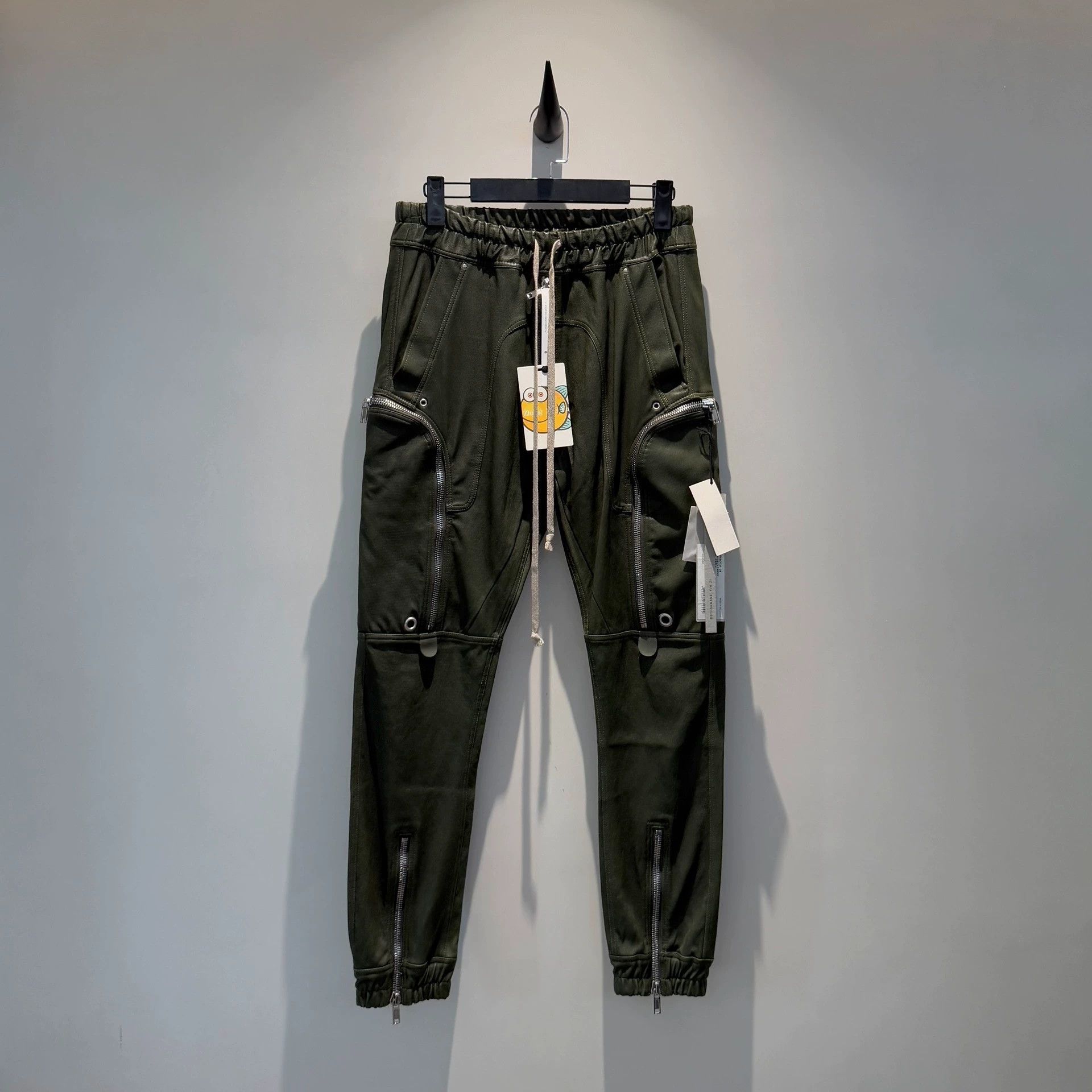 Rick Owens Rick Owens Lambskin Green Five-Zipper Leather Pants Size US 40 / EU 56 - 1 Thumbnail