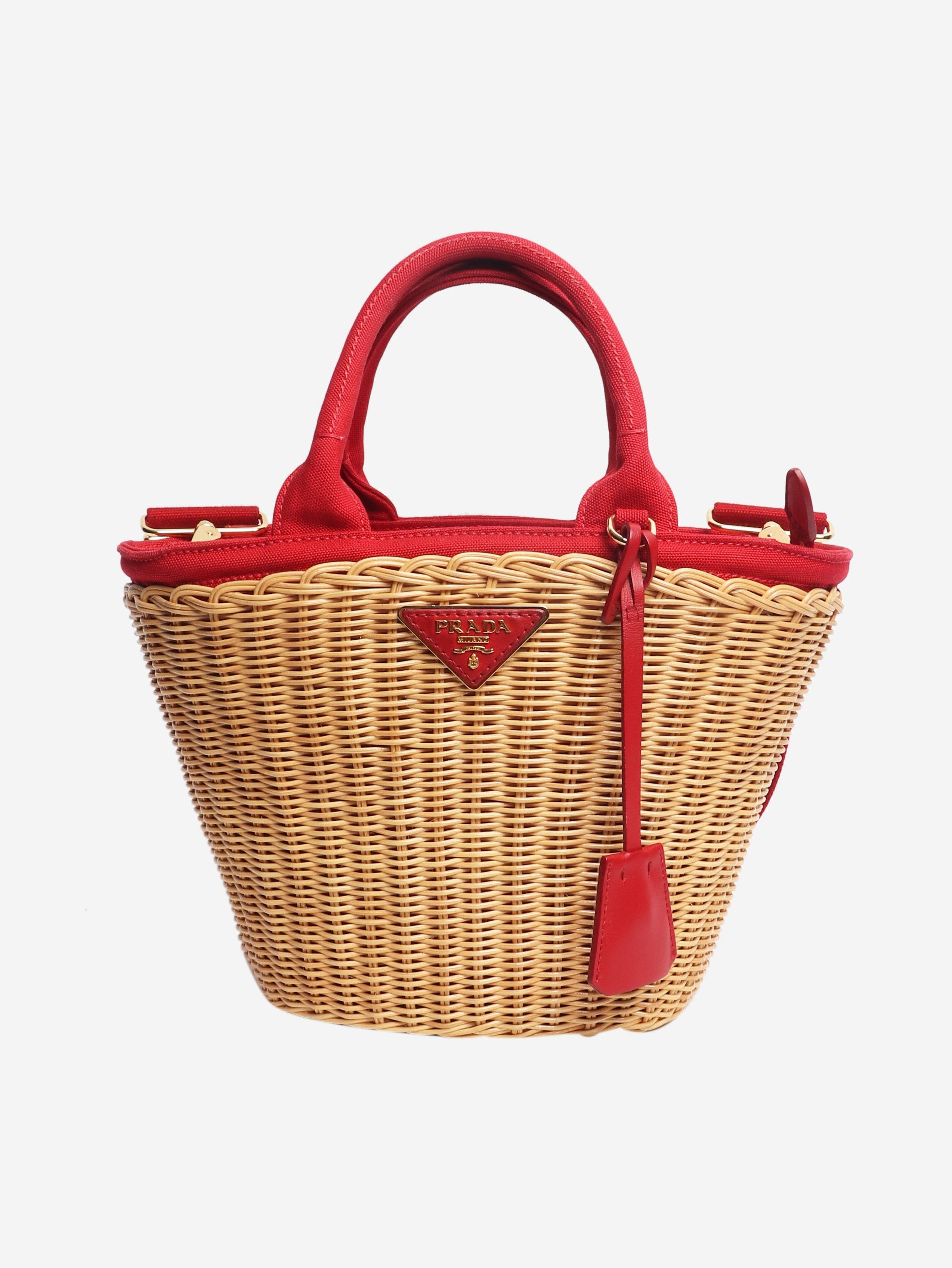 Prada Neutral raffia basket bag Size ONE SIZE - 1 Thumbnail