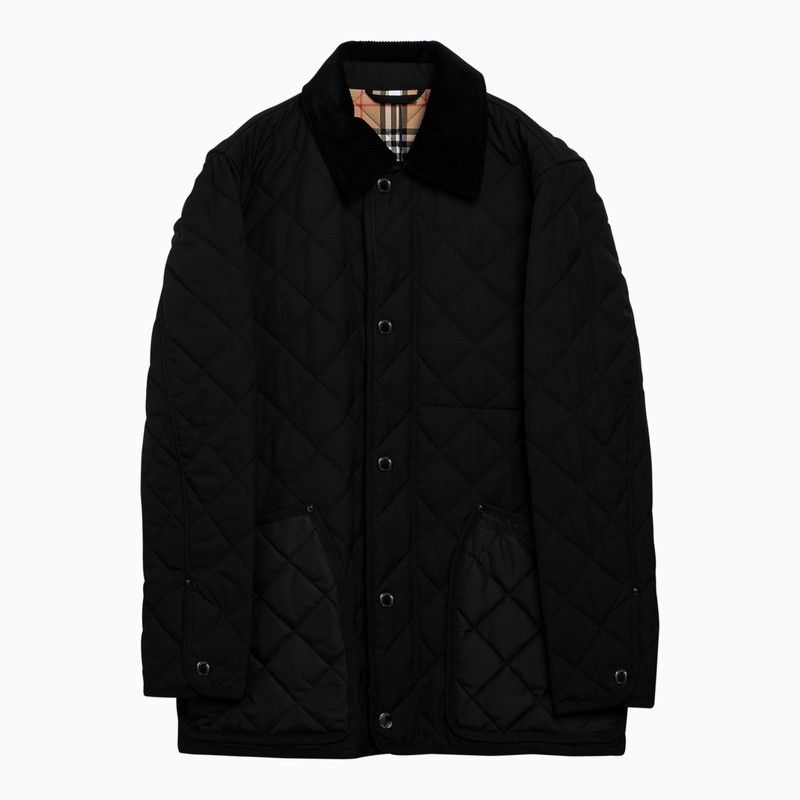 image of Burberry Black Country Jacket In Quilted Twill, Men's (Size Small)