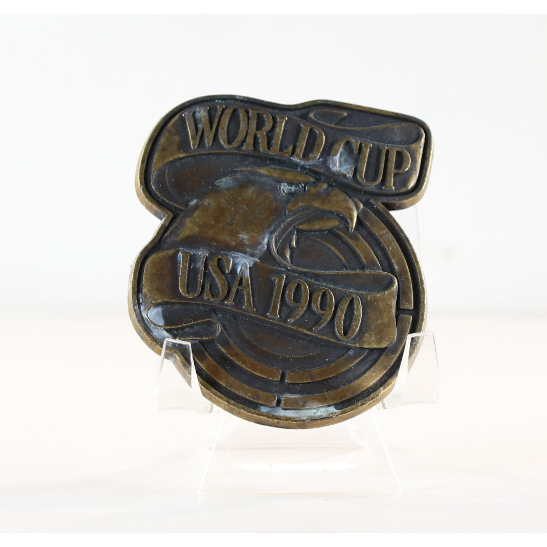 Vintage 1990 USA World Cup Belt Buckle Brass Buckle Vintage USA Made Size ONE SIZE - 1 Thumbnail